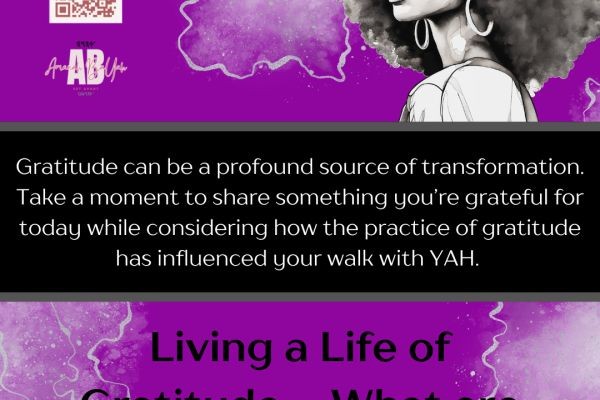 Gratitude can be a profound source of transformation. Take a moment to share something you’re grateful for today while considering how the practice of gratitude has influenced your walk with..