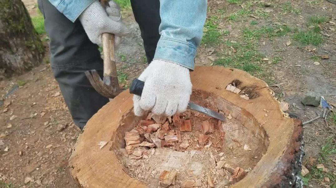 Wooden mortar and pestle industrial size heavy duty how to make from tree stump n branch