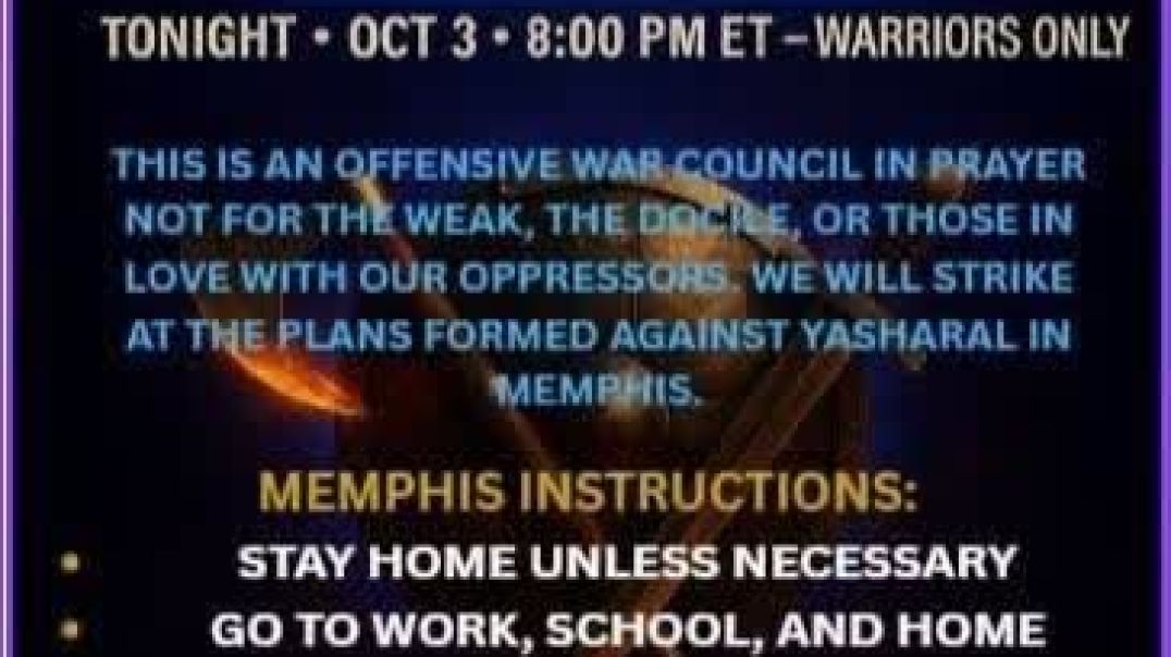 🔥 MEMPHIS: CALL TO PRAYER & SPIRITUAL WARFARE — TONIGHT @ 8 PM ET⚔️
